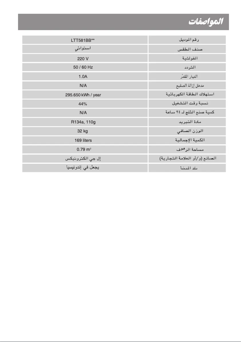 Page 1 de la notice Manuel utilisateur LG LTT581BBSI