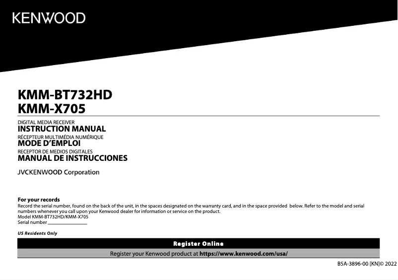 Page 1 de la notice Manuel utilisateur Kenwood KMM-X705
