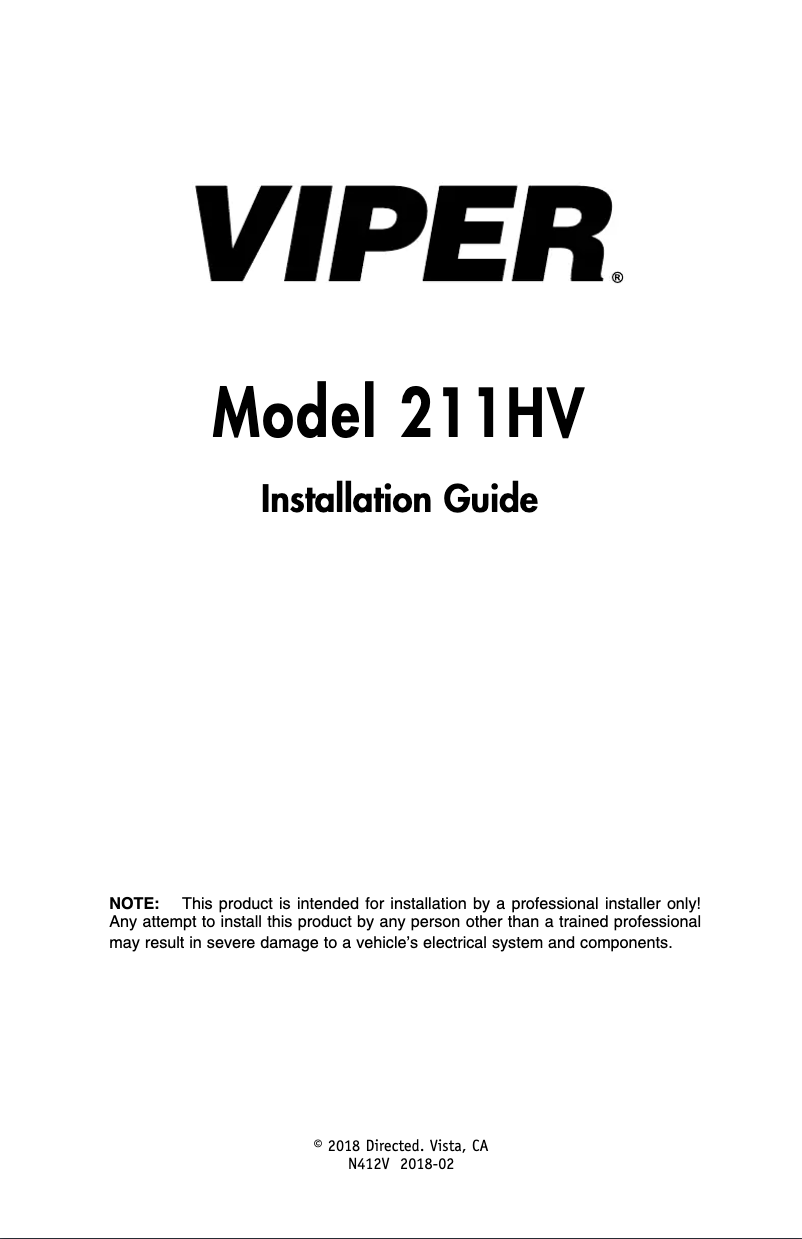 Page 1 de la notice Manuel utilisateur Viper 211HV