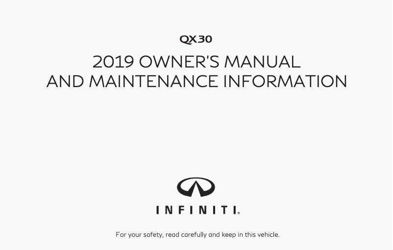 Page n°1 - Manuel utilisateur Infiniti QX30 (2019)