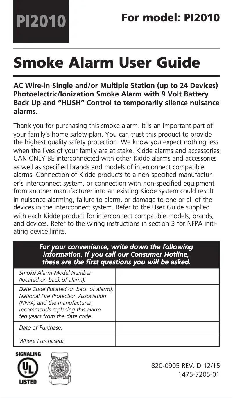 Image de la première page du manuel de l'appareil Pi2010