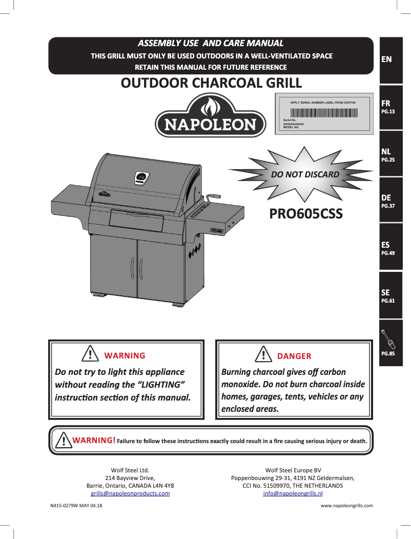 Image de la première page du manuel de l'appareil PRO 605CSS
