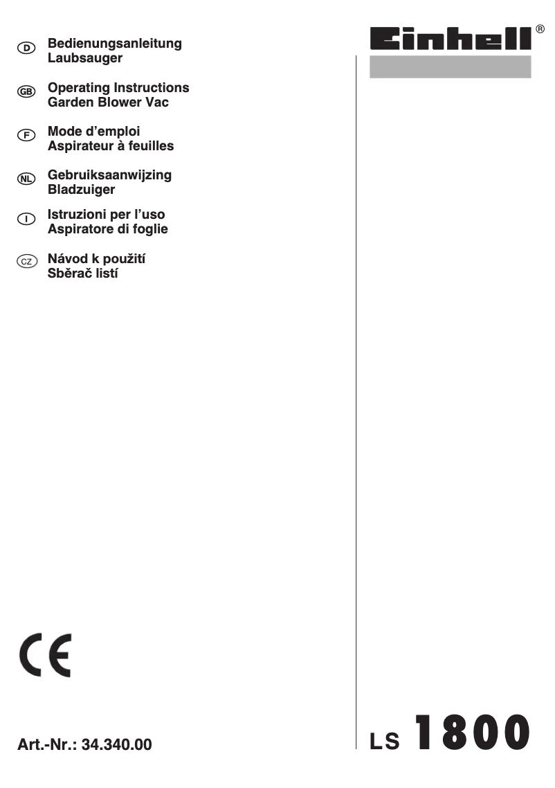 Page 1 de la notice Manuel utilisateur Einhell LS 1800