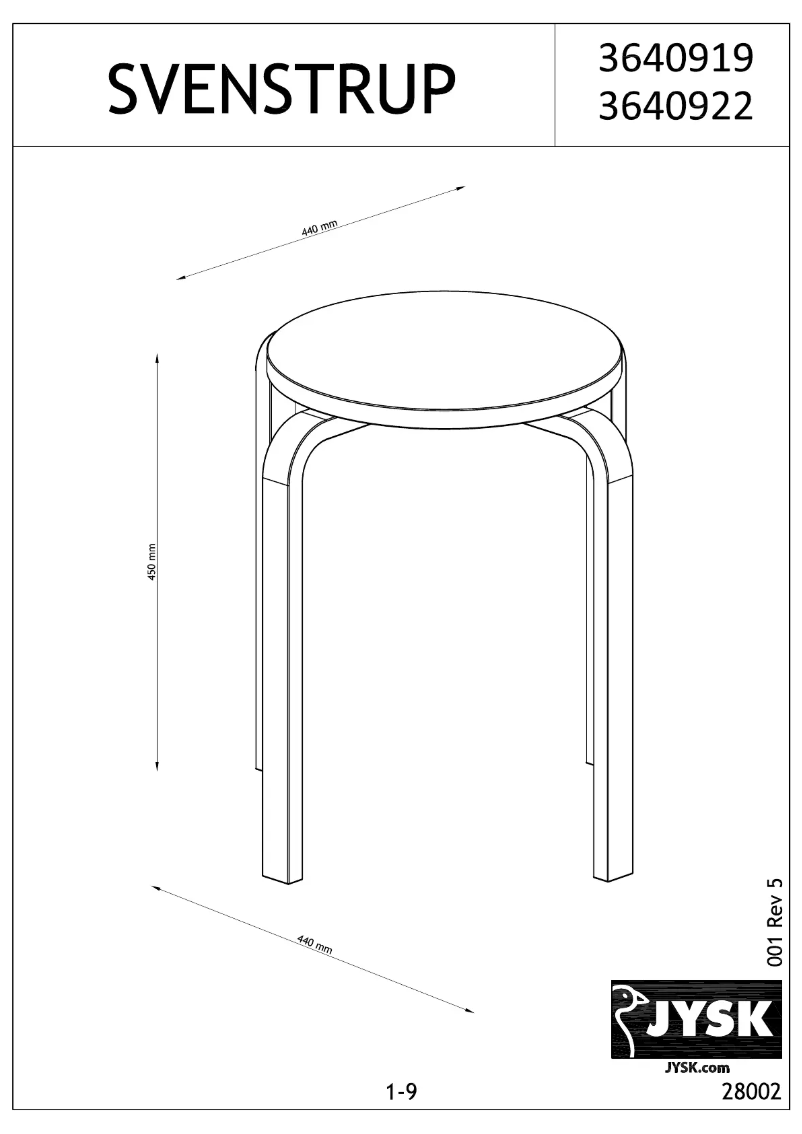 Page n°1 - Manuel utilisateur JYSK Svenstrup