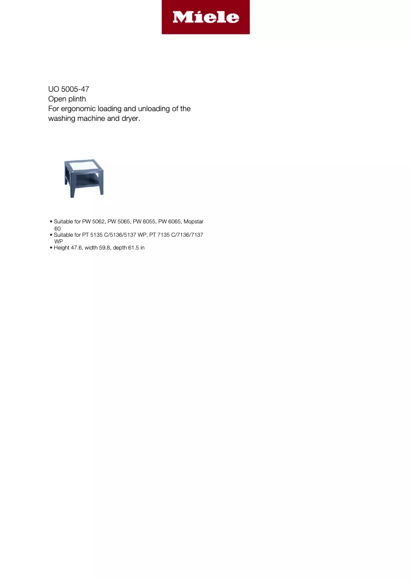 Page n°1 - Fiche technique Miele UO 5005-30