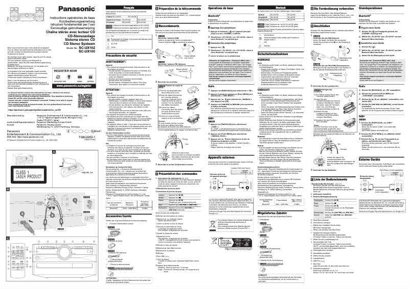 Page n°1 - Manuel utilisateur Panasonic SC-UX100