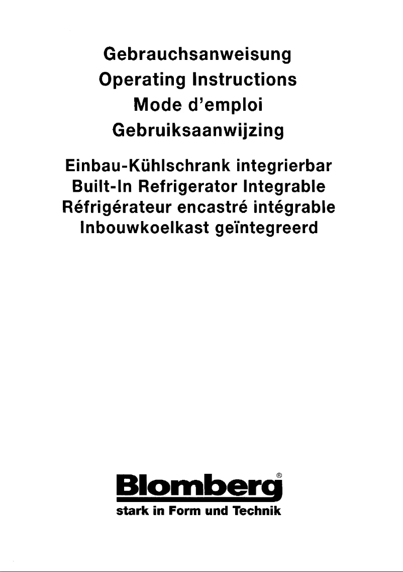 Page 1 de la notice Manuel utilisateur Blomberg KI1220