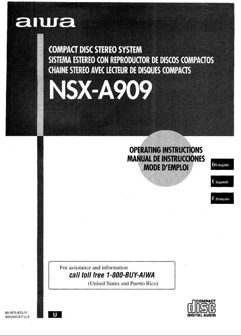 Image de la première page du manuel de l'appareil NSX-A909