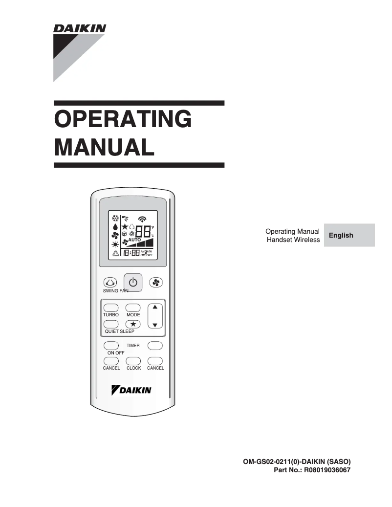 Page 1 de la notice Manuel utilisateur Daikin FHC40JEV1K