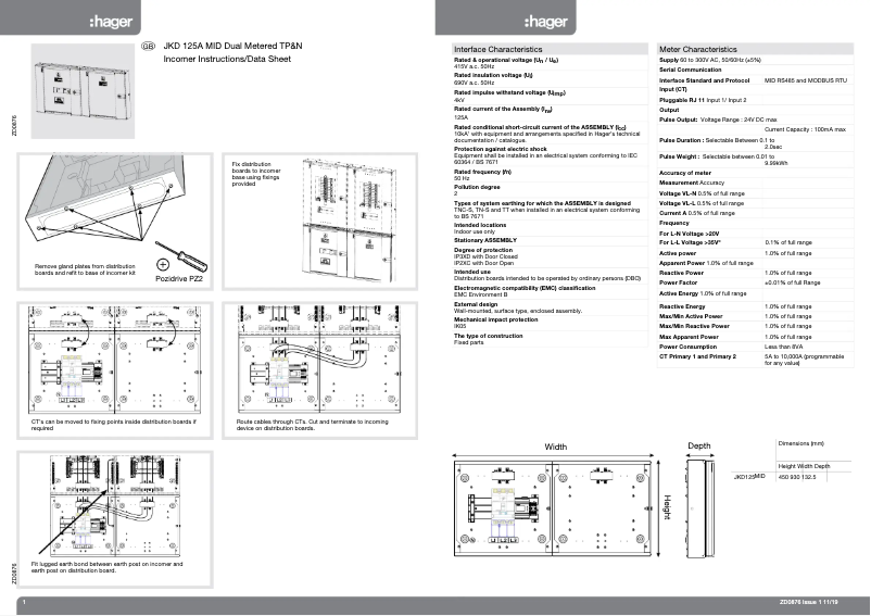 Page 1 de la notice Guide d'installation Hager JKD125MID