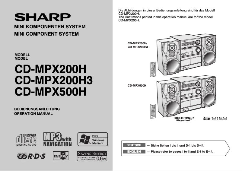 Image de la première page du manuel de l'appareil CD-MPX200H
