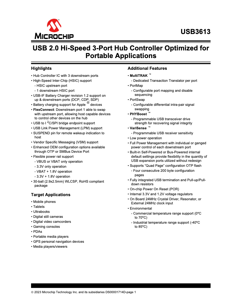 Imagen de la primera página del manual del dispositivo USB3613