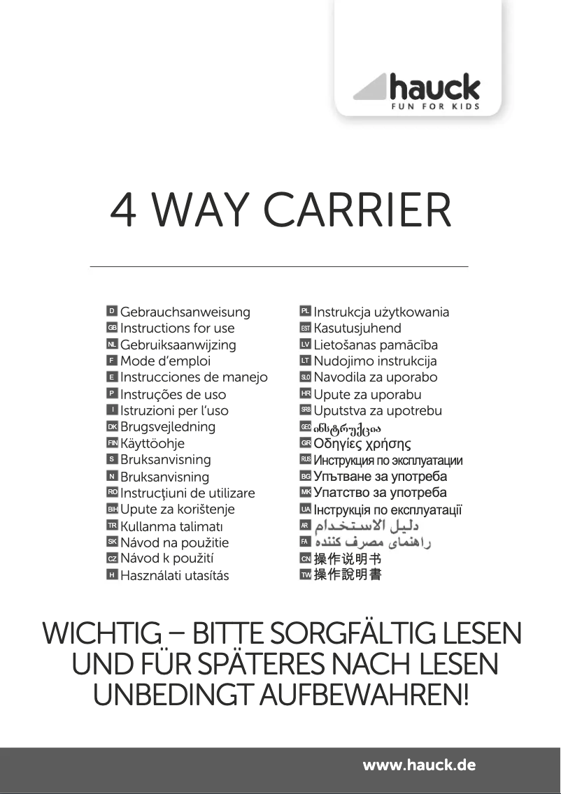 Page n°1 - Manuel utilisateur Hauck 4 Way Carrier