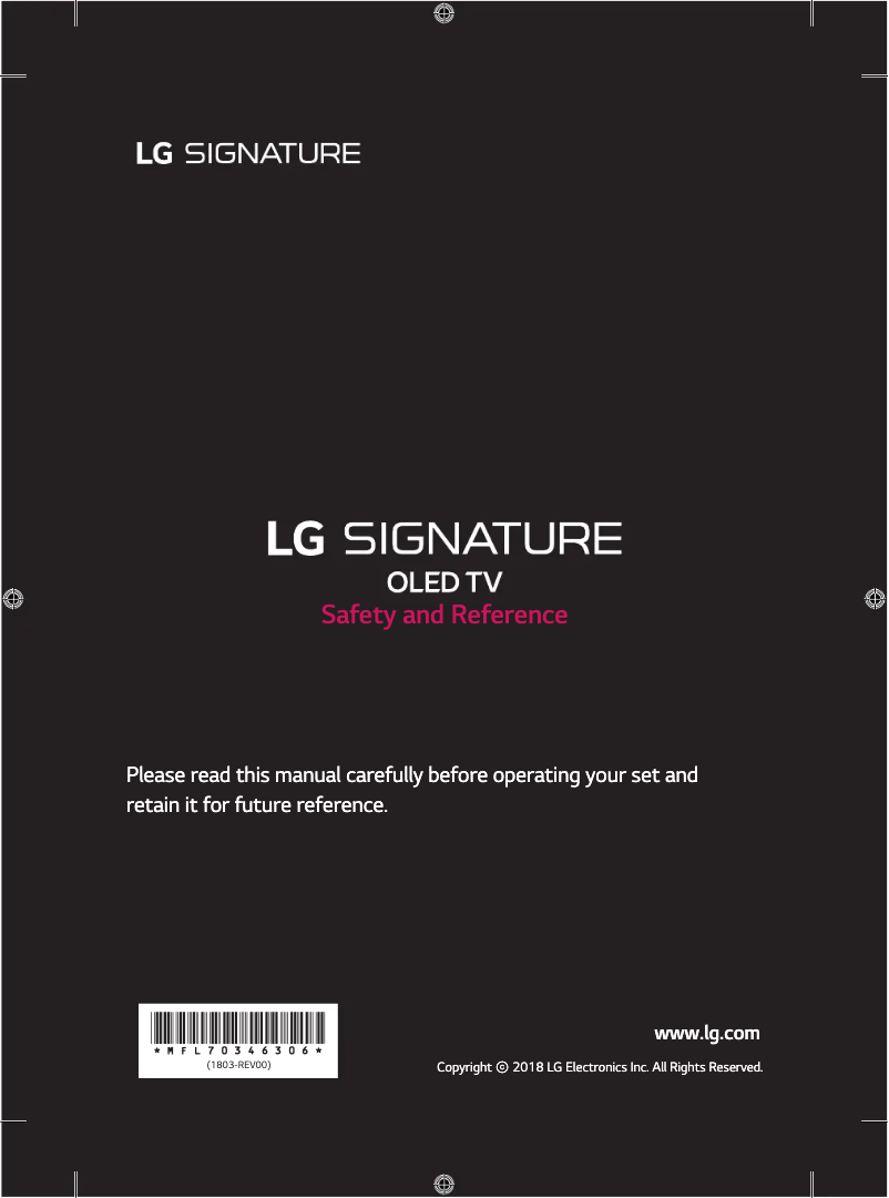 Page 1 de la notice Manuel utilisateur LG OLED77W8YVA
