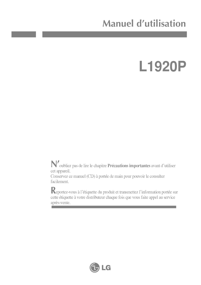 Image de la première page du manuel de l'appareil L1920P