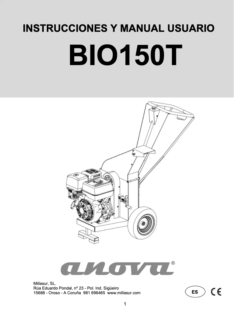 Page n°1 - Manuel utilisateur Anova BIO150T