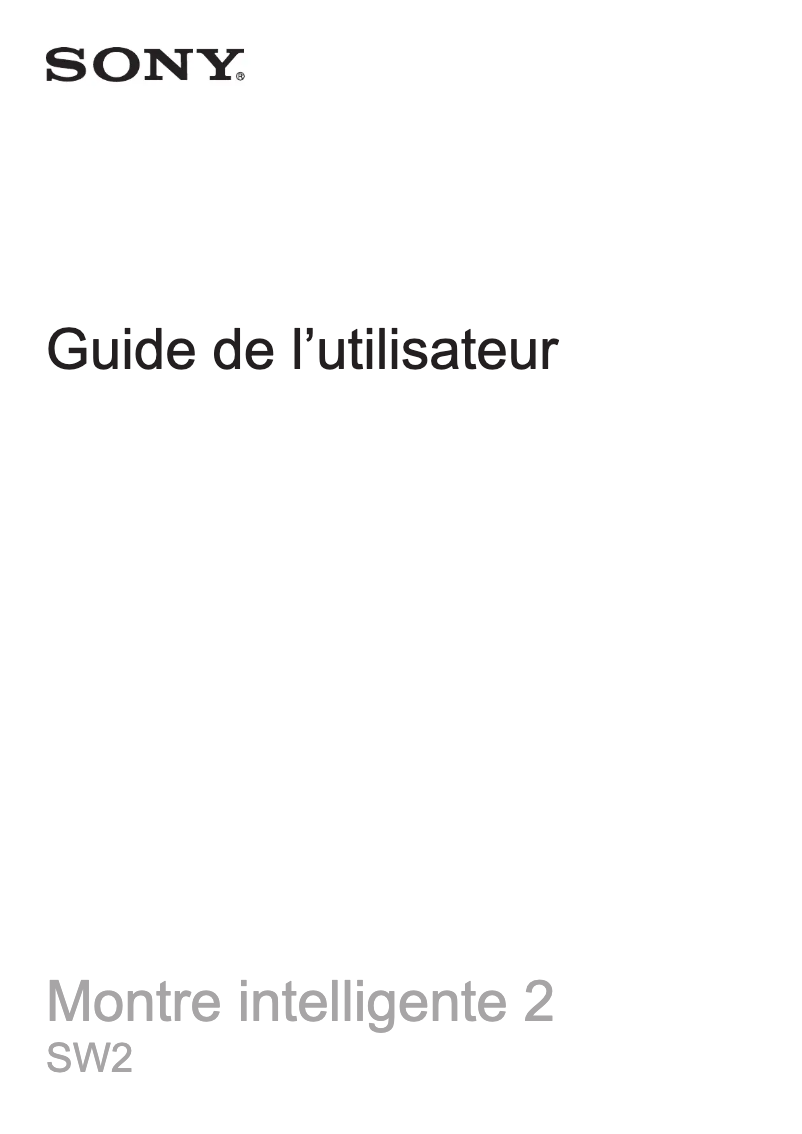 Page 1 de la notice Manuel utilisateur Sony SW2