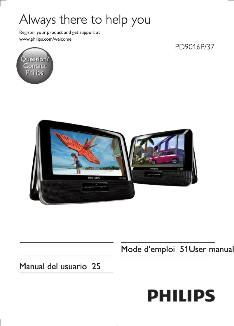 Page 1 de la notice Manuel utilisateur Philips PD9016P