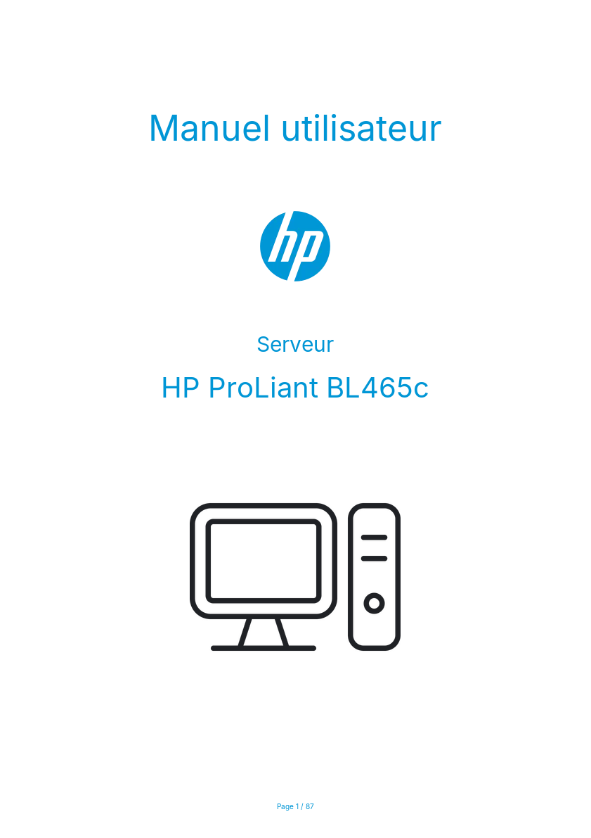 Page n°1 - Manuel utilisateur HP ProLiant BL465c