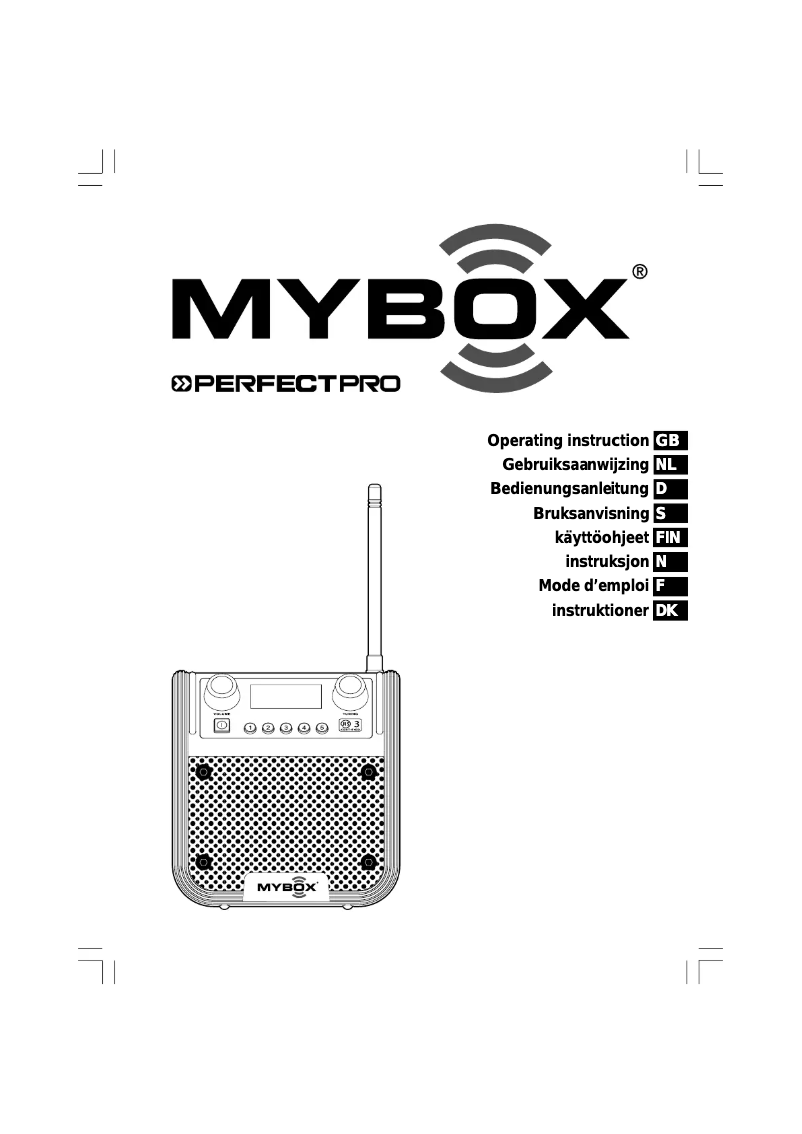 Page 1 de la notice Manuel utilisateur PerfectPro MyBOX