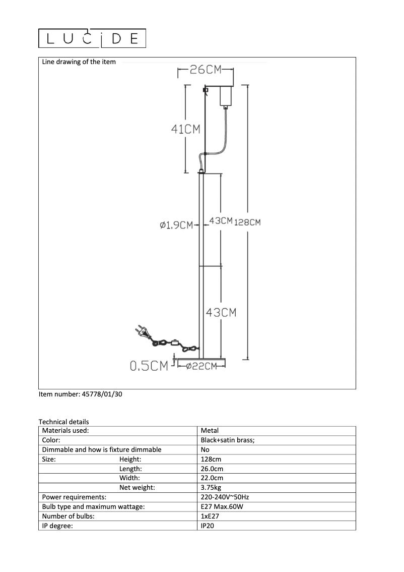 Page n°1 - Manuel utilisateur Lucide Malcolm 45778/01/30