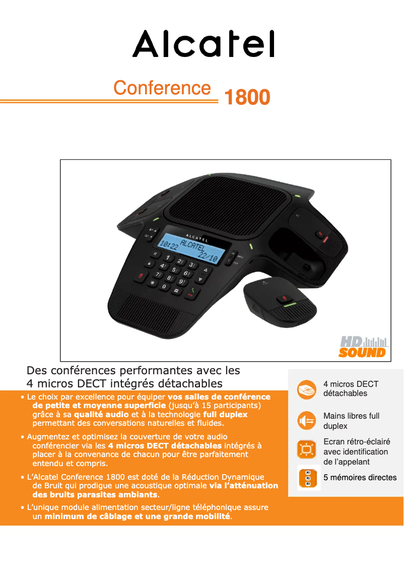 Página 1 del manual Ficha técnica Alcatel Conference 1800