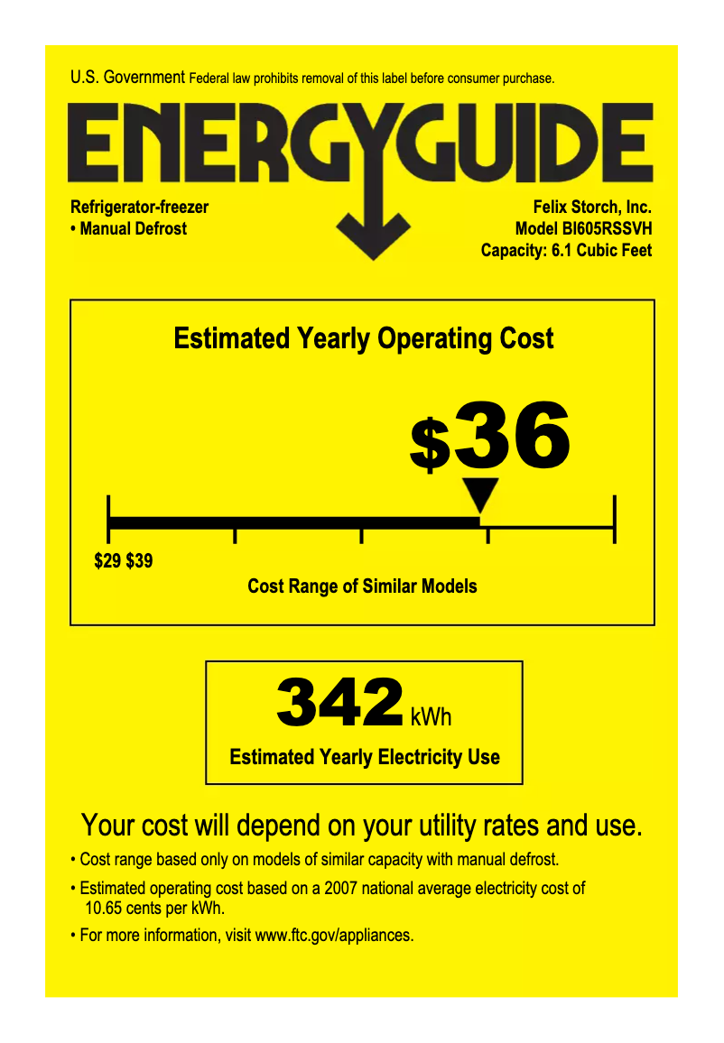 Page n°1 - Label énergétique Summit BI605RSSVH