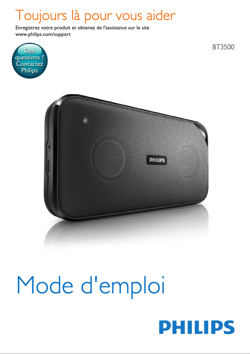 Page 1 de la notice Manuel utilisateur Philips BT3500B