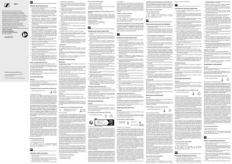 Page n°1 - Instructions de sécurité Sennheiser MK 4