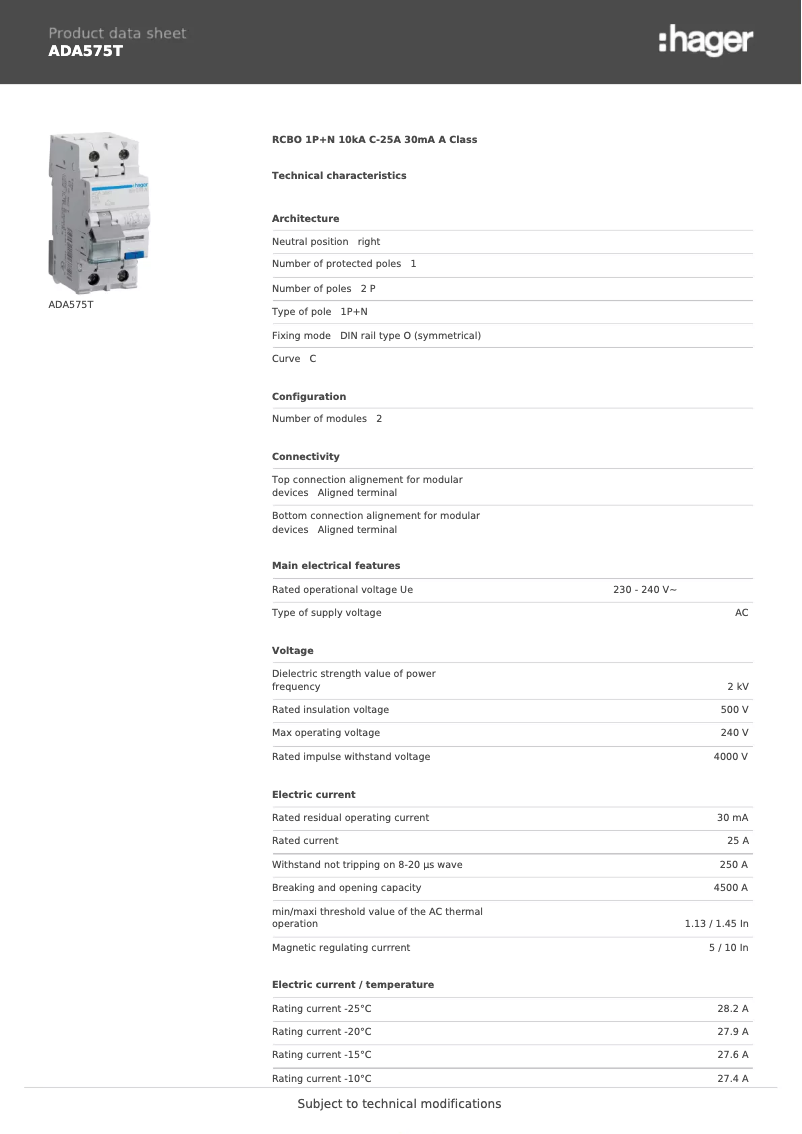 Image de la première page du manuel de l'appareil ADA575T