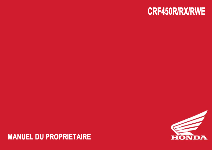 Page 1 de la notice Manuel utilisateur Honda CRF450R (2025)