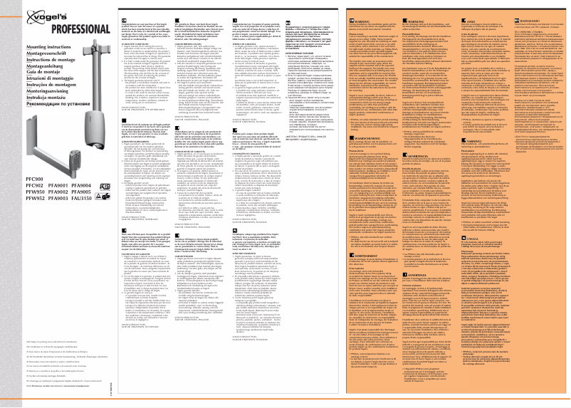 First page image of the manual for PFA9001