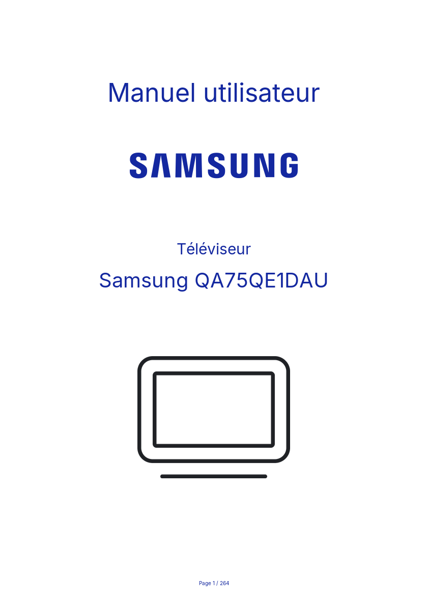 Page n°1 - Manuel utilisateur Samsung QA75QE1DAU