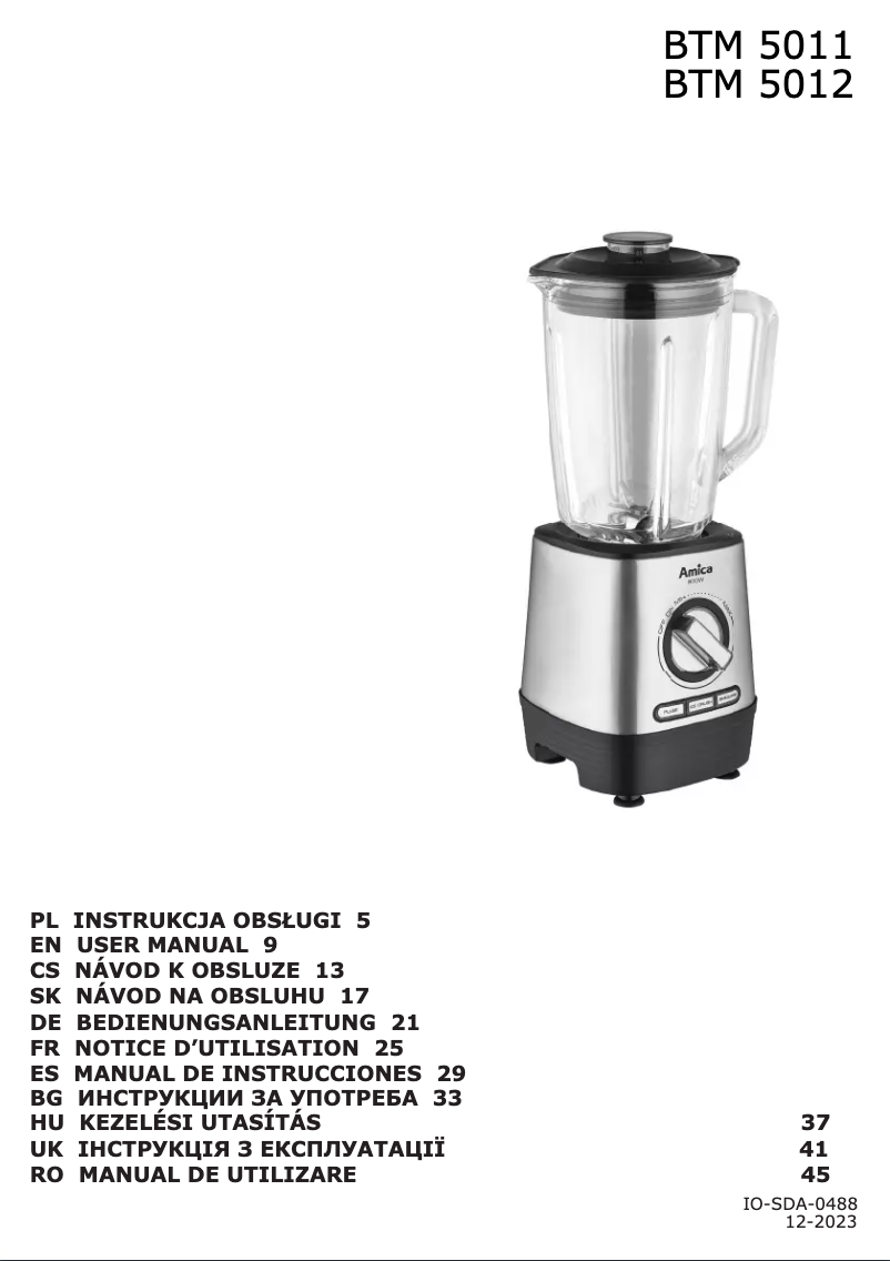 Page 1 de la notice Manuel utilisateur Amica BTM 5011