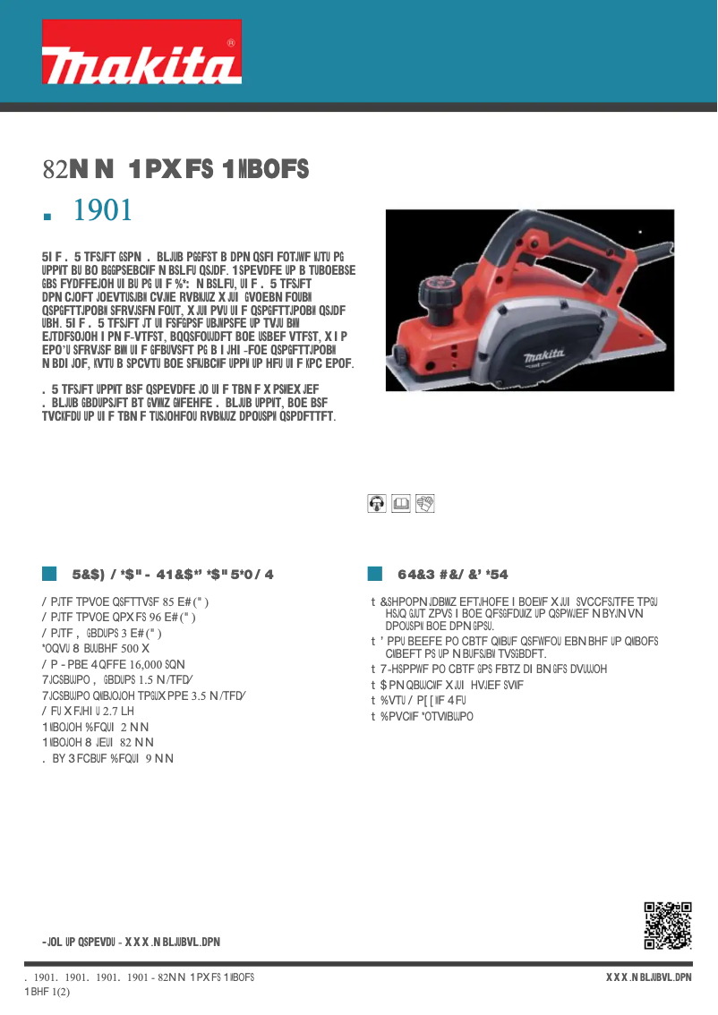 Page 1 de la notice Fiche technique Makita M1901