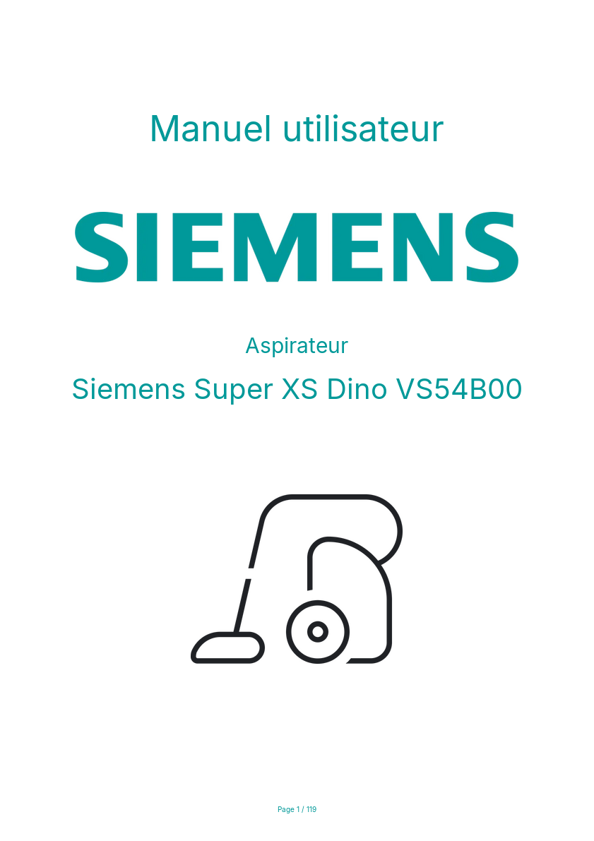 Page n°1 - Manuel utilisateur Siemens Super XS Dino VS54B00