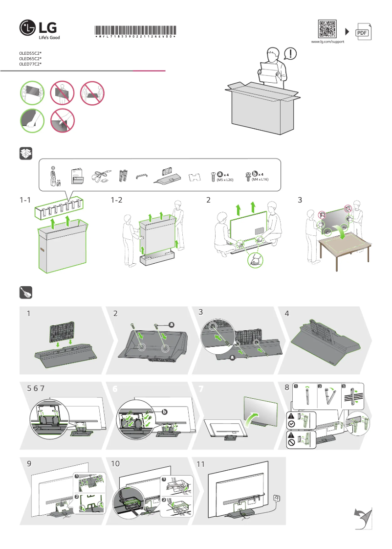 Page 1 de la notice Guide d'installation LG OLED55C25LB