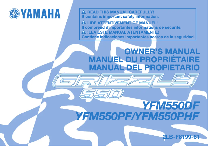 Page 1 de la notice Manuel utilisateur Yamaha Grizzly 550 (2015)