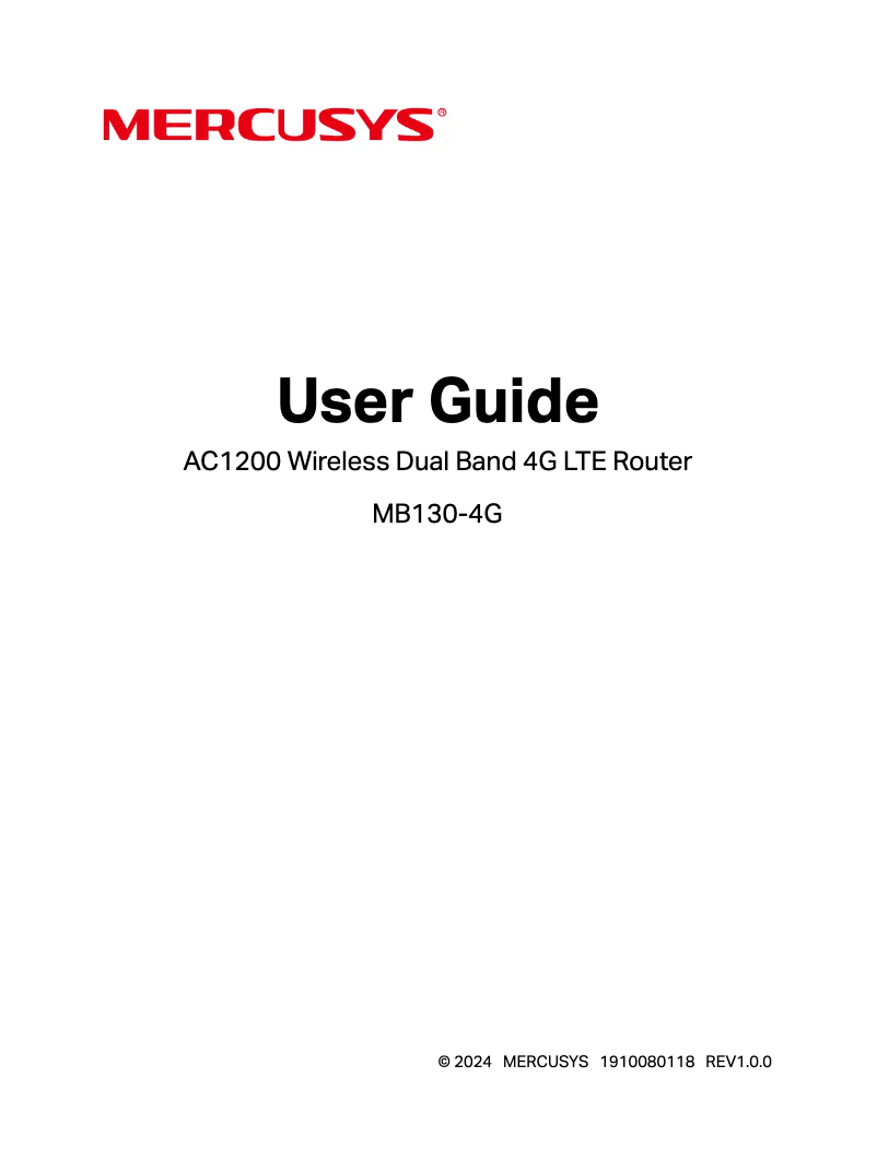 Page 1 de la notice Manuel utilisateur Mercusys MB130-4G