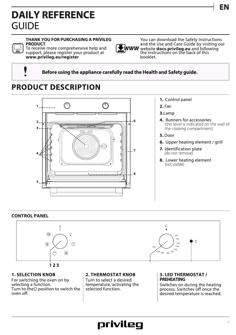 Page 1 de la notice Manuel d'utilisation et d'entretien Privileg PBWK3 NN5F IN