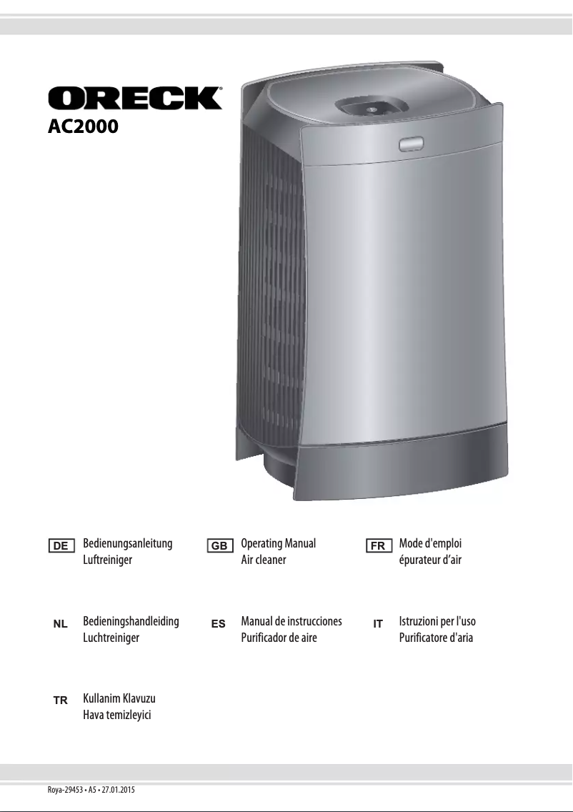 Page n°1 - Manuel utilisateur Dirt Devil Oreck DualMax AC2000