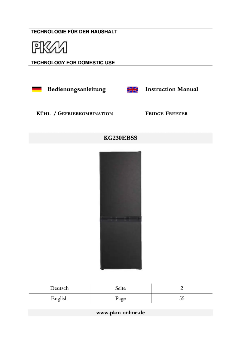 Image de la première page du manuel de l'appareil KG230EBSS