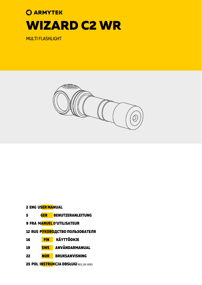 Page 1 de la notice Manuel utilisateur ArmyTek Wizard C2 WR