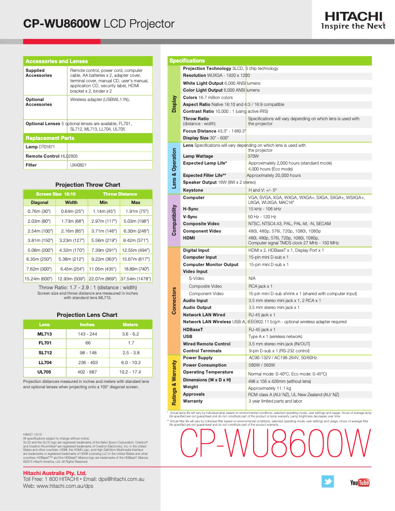 Image de la première page du manuel de l'appareil CP-WU8600W