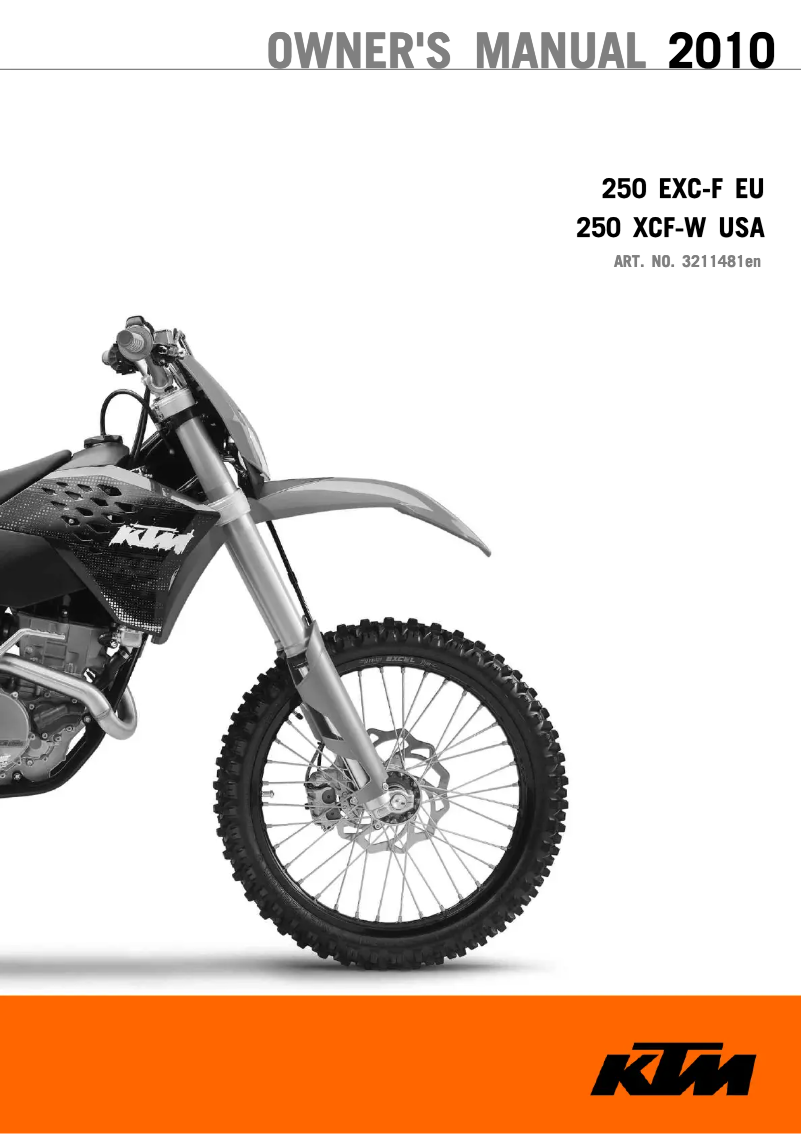 Page n°1 - Manuel utilisateur KTM 250 XCF-W (2010)