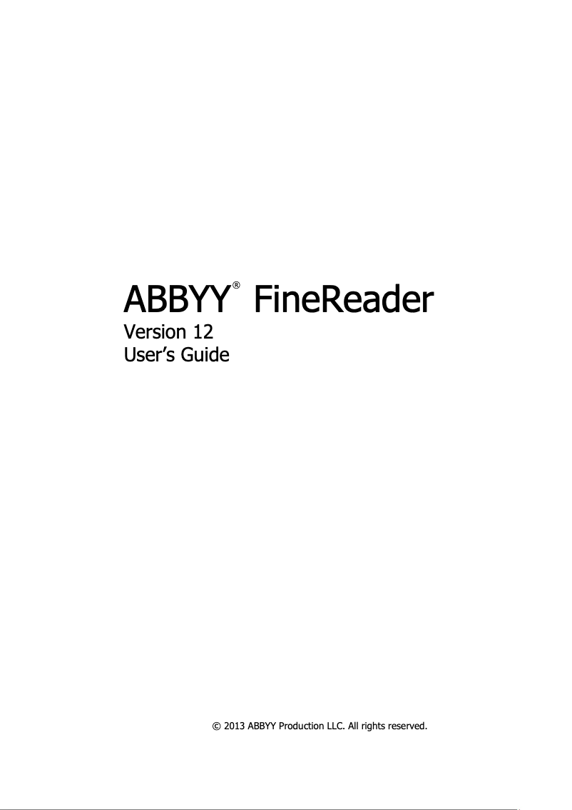 Page 1 de la notice Manuel utilisateur ABBYY FineReader 12.0