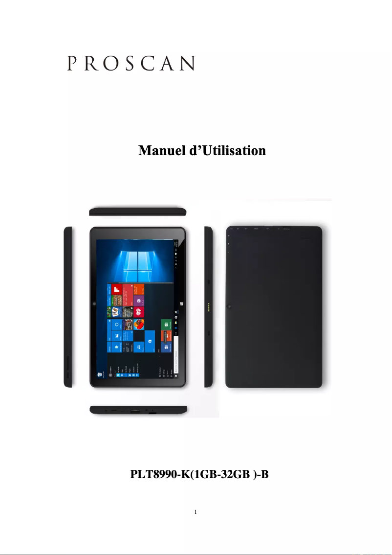 Page n°1 - Manuel utilisateur Proscan PLT8990-K