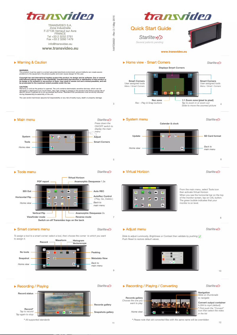 Image de la première page du manuel de l'appareil StarliteHD