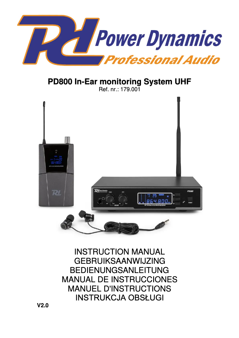 Page 1 de la notice Manuel utilisateur Power Dynamics PD800