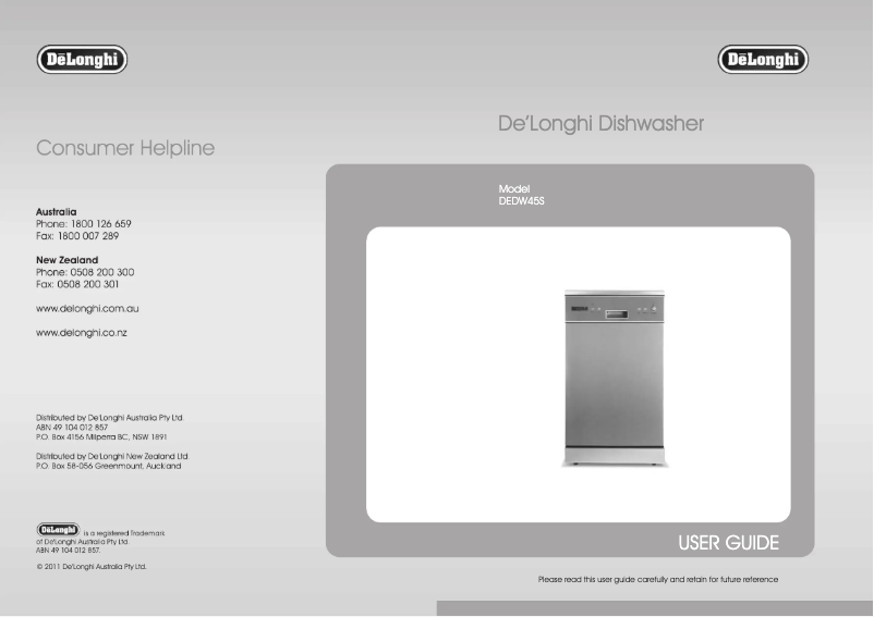 Image de la première page du manuel de l'appareil DEDW45S